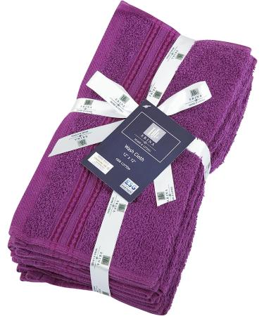 ERINA Cotton Washcloths Set of 12 - Heavy GSM 100% Pure Combed Cotton - Highly Absorbent Face Towels - Quick Drying Fingertip Towels - 12x12 Inch - Plum - Buy Online on SooperMarket.com
