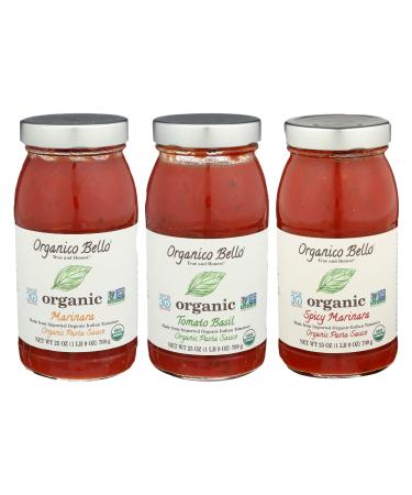 Organico Bello Pasta Sauce, Variety Pack, 25 Ounce (Pack of 3) Variety Pack 1.56 Pound (Pack of 3)