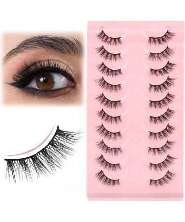 Gjinxi 10 Pairs Half Lashes Natural Looking Cat Eye Lashes Accent Eyelashes False Eyelashes 3D Fake Lashes Natural False Lashes False Eye Lashes Soft Fluffy Lashes - Buy Online on SooperMarket.com