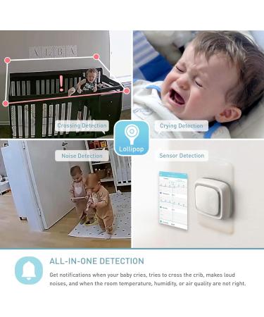 Lollipop Baby Monitor (Pistachio) - with Contactless Breathing Monitoring (No Extra Sensor Required Subscription Service) Sleep Tracking and True Crying Detection Smart AI WiFi Baby Camera - Buy Online on SooperMarket.com