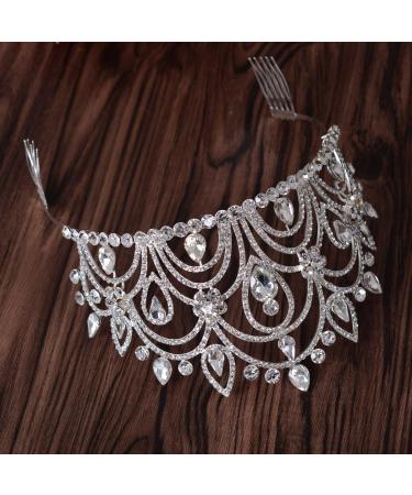 Eseres Tall Pageant Tiaras - Elegant Rhinestone Crown for Women with Combs - Buy Online on SooperMarket.com