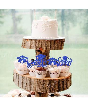 Rsstarxi 24 Pack 2024 Graduation Cupcake Toppers Glitter Congrats Grad 2024 Graduation Cap Diploma Cupcake Picks for Class of 2024 Graduation Theme Party Cake Decorations Blue - Buy Online on SooperMarket.com