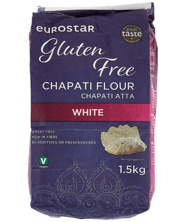 Eurostar Chapati Atta Gluten Free Flour (White 1.5kg) White 1.5 kg (Pack of 1)