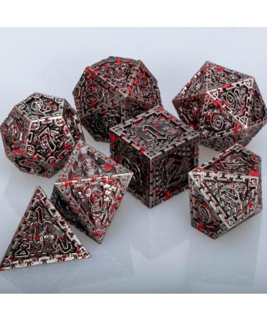 DND Metal Dice Set ARUOHHA Dungeons and Dragons Dice with Gift Box Polyhedral Dice Set Large D&D Dice for MTG Warhammer Pathfinder RPG D+D Roll Playing Dice 6 Sided D and D Dice D20 D12 D10 D8 D6 D4 Ancient Silver With Blood Splash - Buy Online on SooperMarket.com