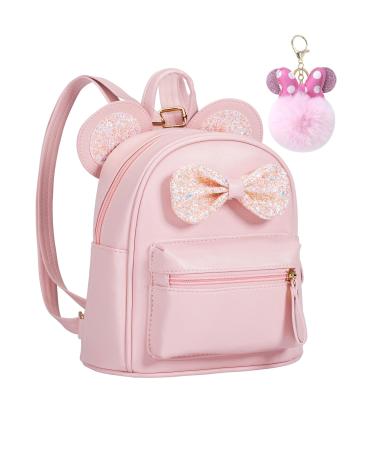 Sunwel Fashion Cutest Cartoon Toddler Sequin Bow Mouse Ears Bag Mini Travelling School Shoulder Backpack for Teen Little Girl Women (pink)