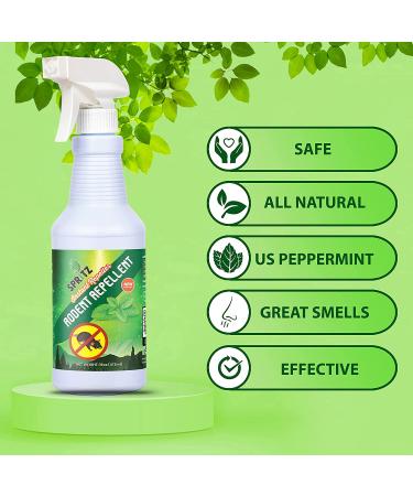 16oz Spritz Rodent Repellent with Peppermint Oil - USA Made Non-Toxic Solution for mice, Rats, Raccoons, Ants and More - 1 Count Pack - Buy Online on SooperMarket.com