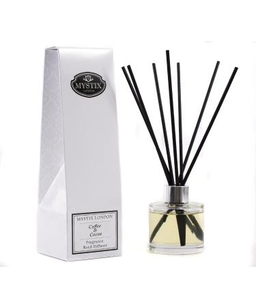 London | Coffee & Cocoa Fragrance Oil Reed Diffuser | 200ml | Best Aroma for Home Kitchen Living Room and Bathroom | Perfect as a Gift | Refillable