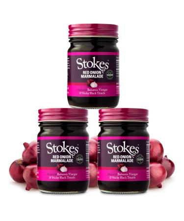 Stokes Red Onion Marmalade 3PK Perfect Relish For A Cheese Selection Award Winning Gluten Free Red Onion Marmalade Made With Sticky Black Treacle & Balsamic Vinegar Sweet & Savoury 265g Glass Jar