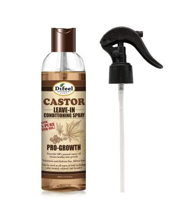 Difeel Pro Growth Leave in Conditioning Treatment - 100% Natural Castor Oil 6 oz. with Spray Cap & Dispensing Cap