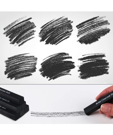 ANNECOSK 6 Pack Compressed Charcoal Sticks for Drawing - Soft, Medium, and Hard Grade Sketching Tools - Buy Online on SooperMarket.com