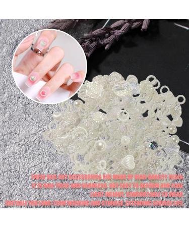 200PCS Mixed Styles Pearls Nail Charms for Nail Art Decor - D White Flower - Buy Online on SooperMarket.com