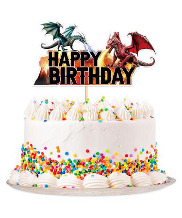 1 piece of dragon theme cupcake topper mythical stories Torte decoration picks realistic cake attachment tortendendeko young wedding birthday event party animals topic party decoration care dragon-6