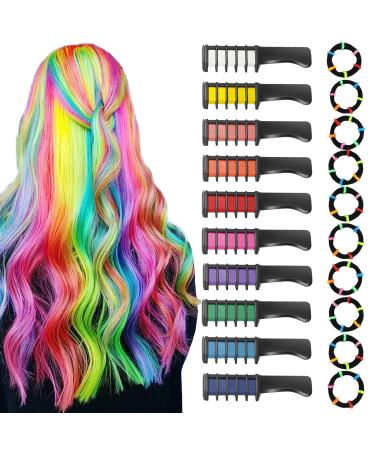 FCXQG 10 PCs hair chalk for children with 10 hair cables hair chalk for girls hair coloring temporary hair chalk hair chalk comes for diy cosplay party birthday