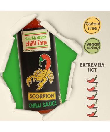 South Devon Chilli Farm Scorpion Chilli Sauce | Made from Fresh Scorpion Chillies - Contains just 3 Ingredients Heat Rating 11/10 - Case of 6 50ml Bottle - Buy Online on SooperMarket.com