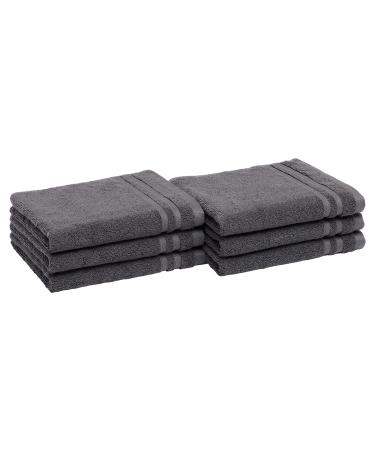 Amazon Basics Cotton Hand Towels, Made with 30% Recycled Cotton Content - 6-Pack, Dark Gray Dark Grey Hand Towels