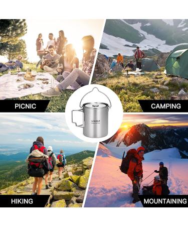 Lixada 750ml Stainless Steel Camping Cup Pot with Foldable Handles and Lid - Ideal for Outdoor Camping, Hiking, and Backpacking - Buy Online on SooperMarket.com