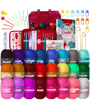 J MARK Crochet Kit for Beginners Adults and Kids -1320 Yards Knitting Kit with Yarn Set Crochet Hook & More Large