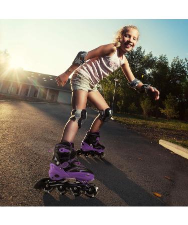MARCENT Adjustable Inline Skates | Kids Roller Blades with Light up Wheels | Purple | Youth Size M (1-4) - Buy Online on SooperMarket.com