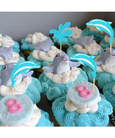 Arthsdite 24Pcs Dolphin Cupcake Toppers Under the Sea Theme Cupcake Picks Ocean Animal Baby Shower Kids Birthday Party Cake Decorations Supplies - Blue Glitter - Buy Online on SooperMarket.com