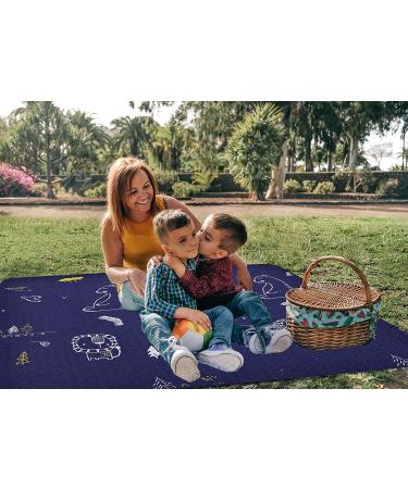 Portable Baby Play Mat | Machine Washable & Foldable Crawling Mat | Soft Non-Toxic Playpen Mat for EIH and Fodoss | 47x47 Square Dark Blue Bear Design | Ideal for Infants & Kids | Non-Slip, Pack of 1 - Buy Online on SooperMarket.com