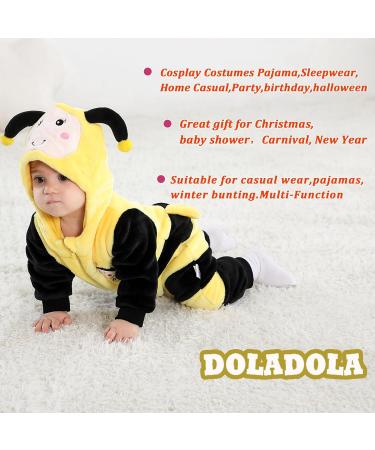 Doladola Unisex Baby Toddler Romper Jumpsuit Hooded Cartoon Sleepsuit 12-18 Months - Bee Design - Buy Online on SooperMarket.com