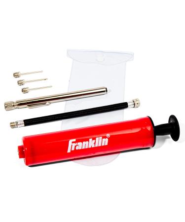 Franklin Sports Ball Pump Kit -7.4" Sports Ball Pump with Needle - Perfect for Basketballs, Soccer Balls and More - Complete Hand Pump Kit with Needles, Flexible Hose, Air Pressure Gauge and Carry Bag