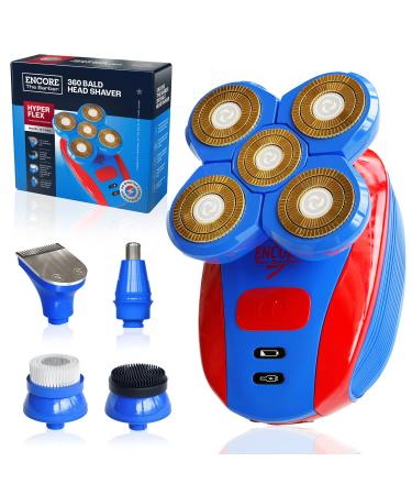 360 Bald Head Shaver 5 in 1 Attachments Grooming Kit Rechargeable Electric Hair Shaver Wet Or Dry with Pop-up Beard Moustache Trimmer Barber Grade