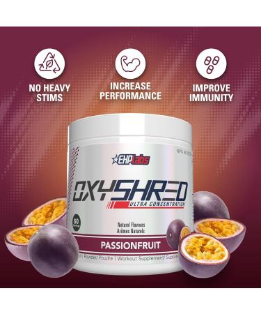 EHPlabs OxyShred Thermogenic Pre Workout Powder & Shredding Supplement - Preworkout for Men & Women Sugar Free Energy Powder with 150mg of Caffeine - Passionfruit 60 Servings - Buy Online on SooperMarket.com