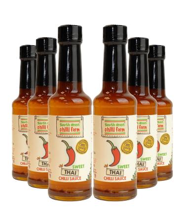 South Devon Chilli Farm Thai Sweet Chilli Sauce | Mild to Medium-Hot Versatile Sauce for Dips Stir-Frys and Salads Gluten Free Vegan Friendly - Case of 6 140ml Bottles