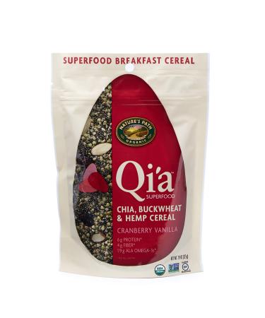 Qi'a Superfood Organic Gluten Free Cranberry Vanilla Chia, Buckwheat and Hemp Cereal Topper, 7.9 Ounce, Non-GMO, 6g Plant Based Protein, 1.9 grams of ALA Omega-3s, by Nature's Path