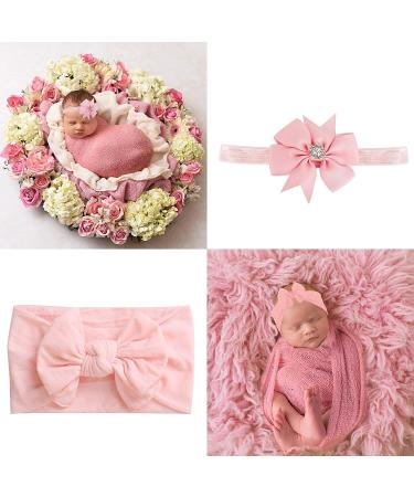 Newborn Photography Props  5 PCS Baby Photo Props Long Ripple Wraps with Headbands  Pink Baby Photography Wrap Set for Baby Girl and Boy - Buy Online on SooperMarket.com