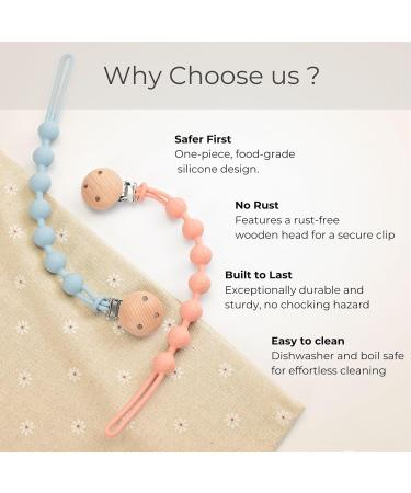 Buy Wesweet BPA-Free Silicone Pacifier Chain | Gift-Ready Baby Pacifier Band for Boys & Girls (Blue + Apricot) - Buy Online on SooperMarket.com