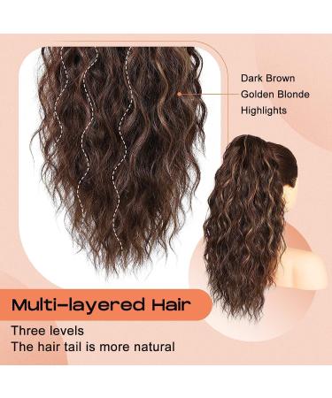 PORSMEER Ponytail Extension 18 Inch Claw Multi Layered Clip on Ponytail Extension for Women Long Curly Wavy Hair Extensions Natural Fluffy Synthetic Clip in Hairpiece for Daily Use (Chocolate Brown) - Buy Online on SooperMarket.com