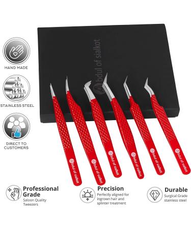 Silakor 6-Piece Stainless Steel Eyelash Extension Tweezers Set for Volume and Classic Lashes (Red) - Buy Online on SooperMarket.com