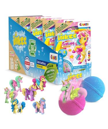 Inkee Galupy Unicorn 5 Set |Baths children with a surprise complete counter display 5x bath balls with Galupy unicorn figures caramel scent & jojoba oil 5x Galupy Unicorn