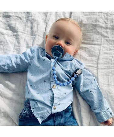 Silicone Pacifier Clips Set for Baby Boys and Girls - Ocean View/Silver Gray (2 Pack) - Buy Online on SooperMarket.com