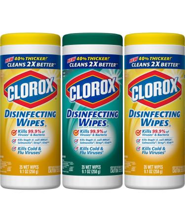 CloroxPro Disinfecting Antibacterial Wipes Value Pack, Healthcare Cleaning and Industrial Cleaning, Clorox Disinfectant Wipes, Crisp Lemon and Fresh Scent Variety Pack, 35 Count (Pack of 3) - 30112