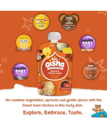 For Aisha Moroccan Chicken Tagine Baby Food Pouch - Dairy Free, Halal, Natural (7 Months+) | Pack of 1 - Buy Online on SooperMarket.com