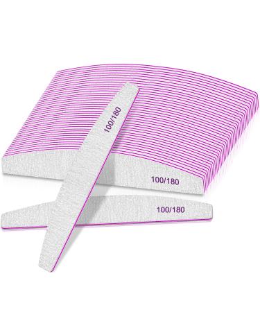 Professional Nail Files 25pcs 100/180 Grit for Acrylic Nails Double Sided Emery Board for Nails Coarse Washable Nail Files for Acrylic Nails & Natural Nails 25 Pack Fine Grit Nail File Moon 100/180 25pcs