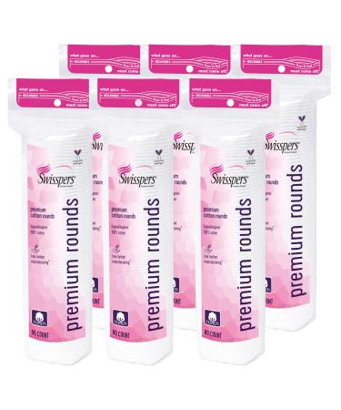 Swisspers Premium Cotton Rounds, Hypoallergenic, 80 Count, Pack of 6 (480 Rounds Total) 80 Count (Pack of 6) Cotton Rounds