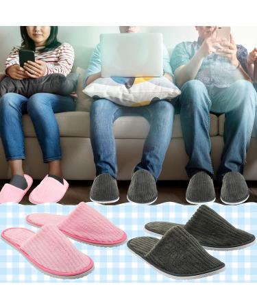 10 Pairs Disposable Home Slippers for Guests - Soft Washable Cotton Linen Spa Slippers Non-Slip & Breathable for Indoor Travel & Parties (Pink Gray - Buy Online on SooperMarket.com