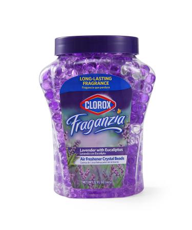 Clorox Fraganzia Air Care Air Freshener Crystal Beads in Lavender with Eucalpytus Scent Scent, 12 Ounces | Lavender Eucalyptus Scented Air Freshener Gel Beads from Clorox Fraganzia for Car or Home Lavender 12 Ounce (Pack of 1)