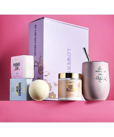 Relaxing Spa Gift Set for Women | Self Care Kit with Handmade Soap Bath Bomb & Wine Tumbler | Unique Birthday Gifts for Mom Friends & Her - Buy Online on SooperMarket.com