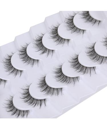 Eyelashes Wispy Natural Lashes 12mm Short Mink Eyelashes Pack 5D Strip Fluffy Volume Handmade False Eye Lashes (Clear Band Soft) Clear Band_12mm Short