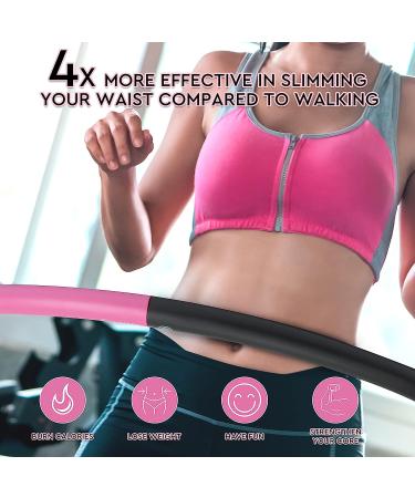 Fiteroc Weighted Fitness Hula Hoop for Adults - Detachable & Portable - Includes Jump Rope, Resistance Band, Carry Bag - Black/Pink - Buy Online on SooperMarket.com