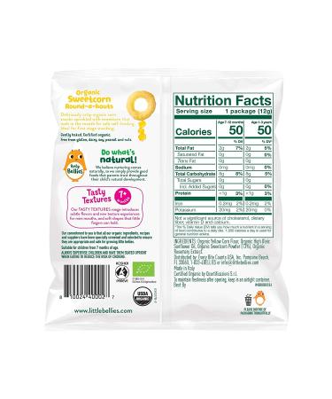 Baby Bellies Organic Round-a-bouts Sweetcorn Snack Pack - 6 Individual Packs, 0.42 oz Each - Buy Online on SooperMarket.com