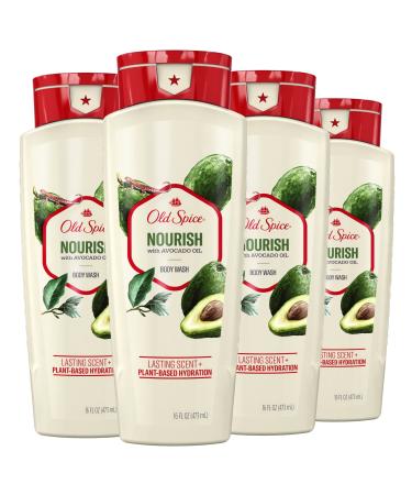 Old Spice Men's Body Wash Nourish with Avocado Oil 16 Fl Oz (Pack of 4)