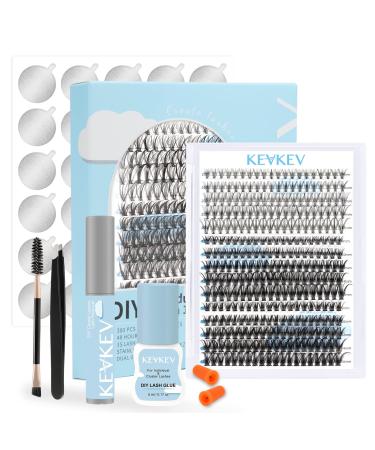 DIY Lash Extension Kit Lash Clusters Kit with 300Pcs Individual Lashes 5ml Clear Cluster Lash Glue Remover Lash Applicator for DIY Eyelash Extension at Home(20D+40D+50D-9-16Mix&Clear Glue) D-Mix (9-16mm) 20D+40D+50D & Clear Glue
