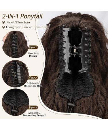 ORSUNCER Dark Brown Ponytail Extension Claw 30" - Dark Brown - Buy Online on SooperMarket.com