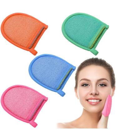 4 Pcs Facial Scrub Exfoliator Mitts Deep Exfoliating Gloves Face Scrub and Body Scrub Mitt Face Cleaning Mitten Skin Cleanser Dead or Dry Skin Remover Exfoliator Face Scrub Tool  4 Colors